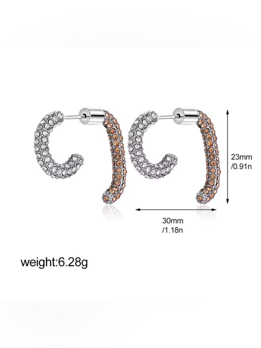 NEW Pave Crystal Encrusted Convertible Mini Luna Earrings Demarson STYLE AU29